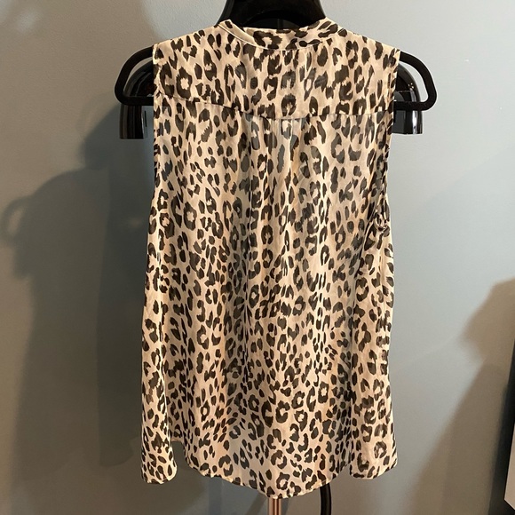 Aqua Sheer Cheetah Black/White Sleeveless Blouse - Picture 2 of 5